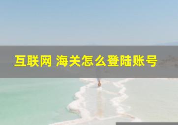 互联网 海关怎么登陆账号